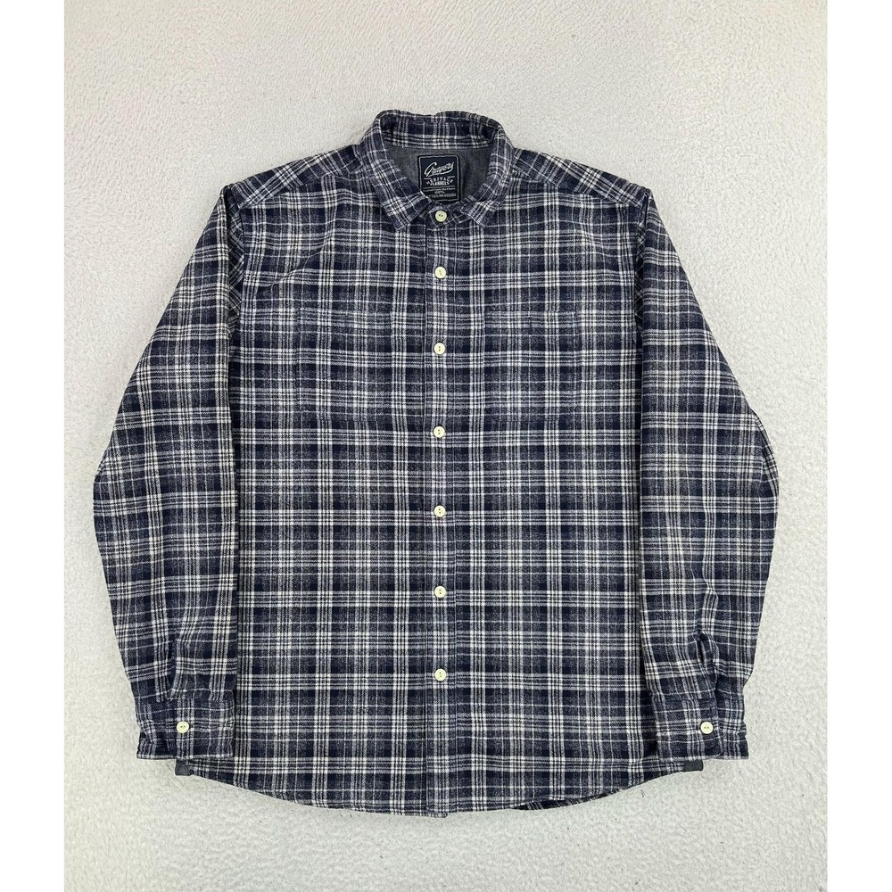 Grayers Shirt Mens Large Blue Plaid Flannel Long Sleeve Button Up Casual
